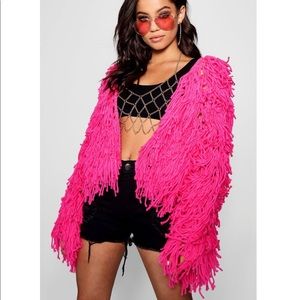 NWT Boohoo Shaggy Knit Cardigan S